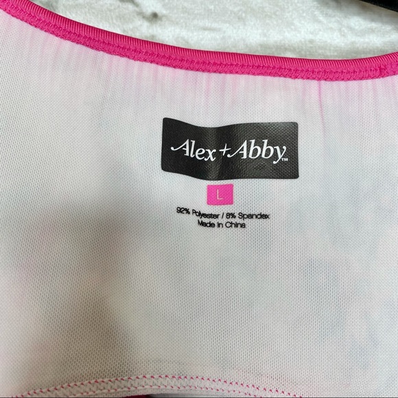 Alex + Abby Racerback Athletic Tank Top Women’s L Built-In Shelf Bra Pink Black - Picture 8 of 8